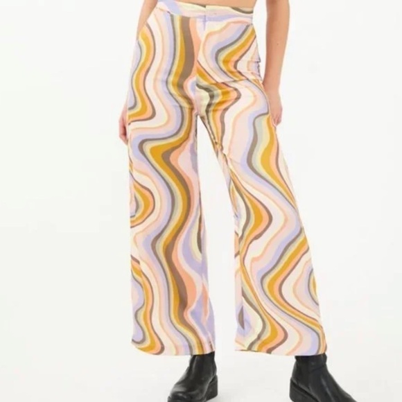 Urban Outfitters Olympia Psychedelic Print Wide Leg size XS - Picture 3 of 14